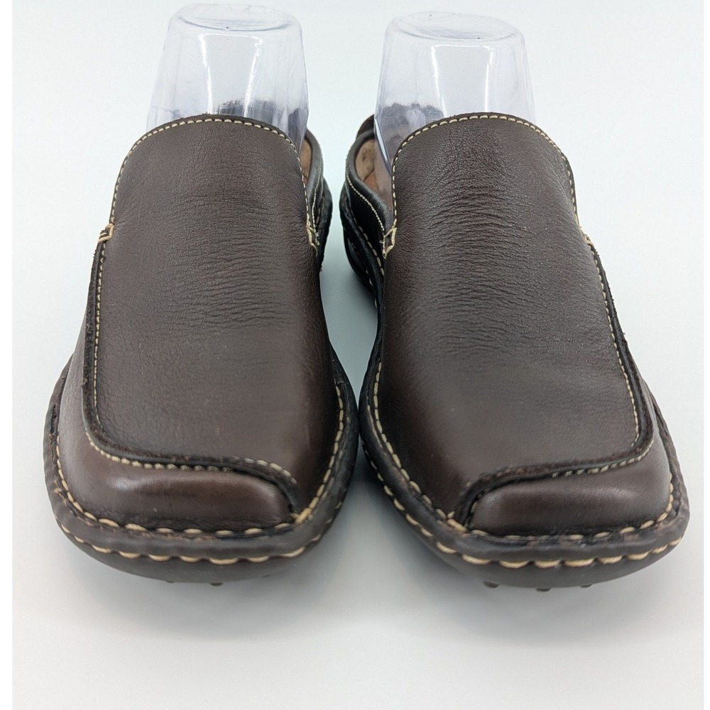 Born Concept Brown Leather Clogs Mules Moc Toe Slip On Shoes W6813 Womens 7 38
